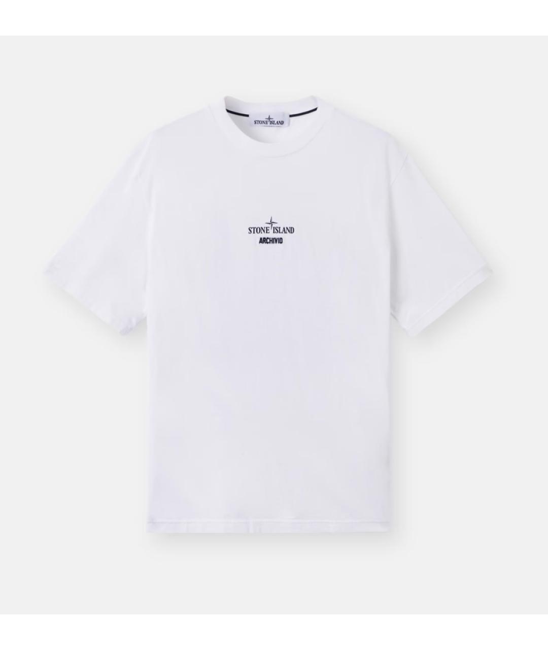 STONE ISLAND Белая хлопковая футболка, фото 5