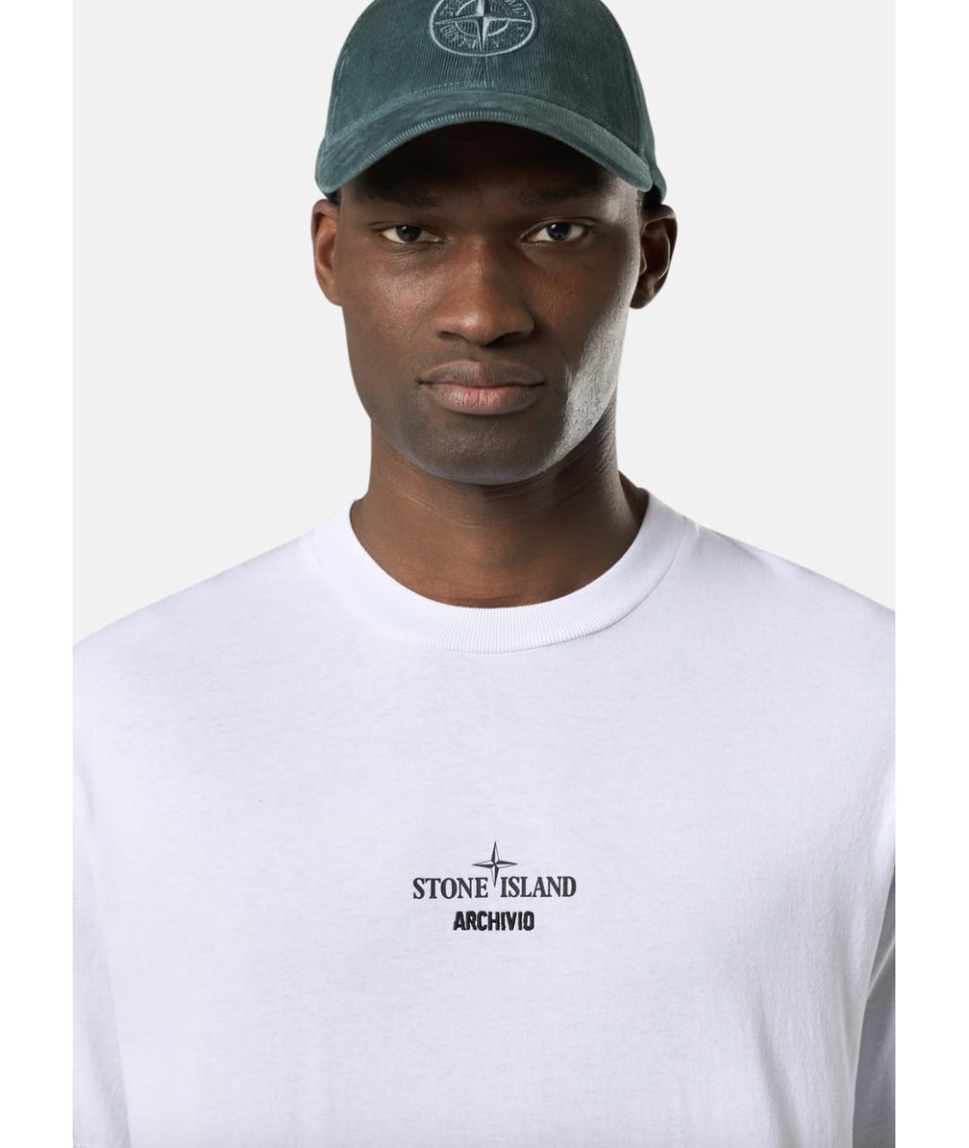 STONE ISLAND Белая хлопковая футболка, фото 3