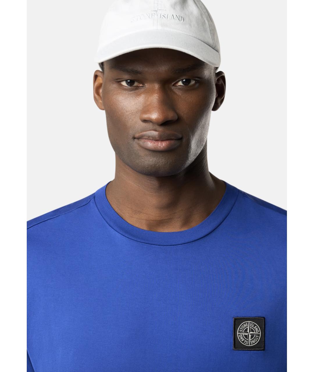 STONE ISLAND Синяя хлопковая футболка, фото 3