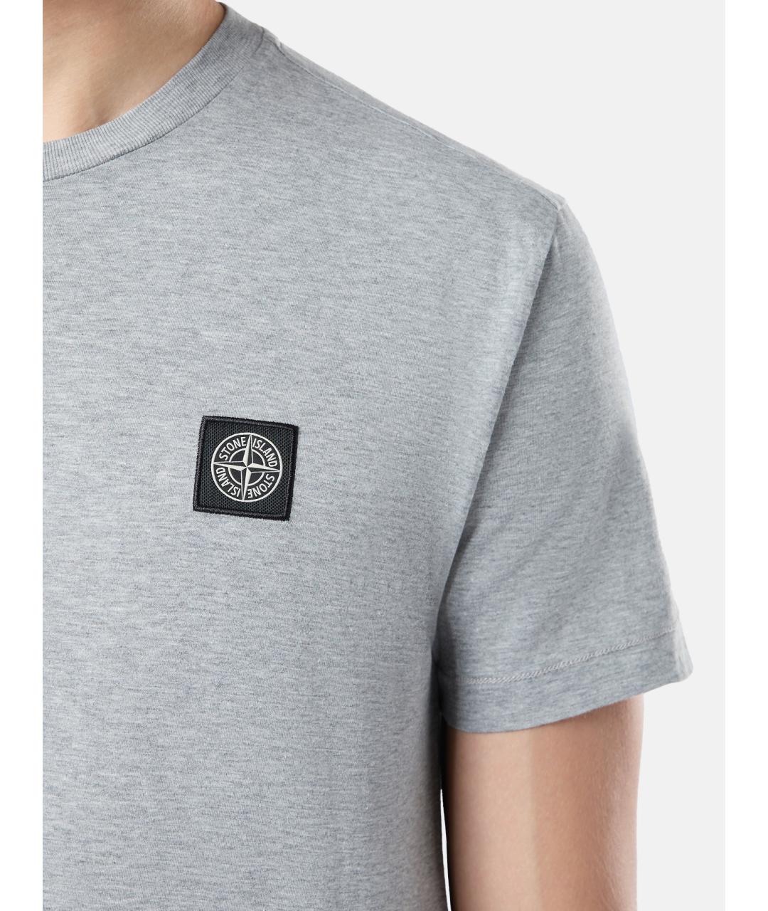 STONE ISLAND Серая хлопковая футболка, фото 2