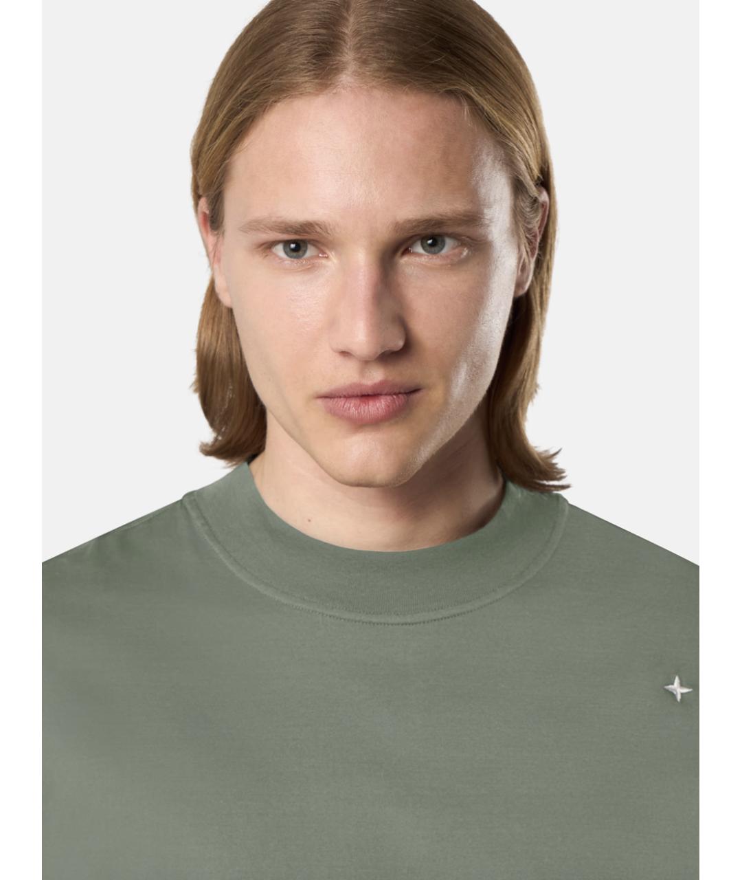STONE ISLAND Зеленая хлопковая футболка, фото 3