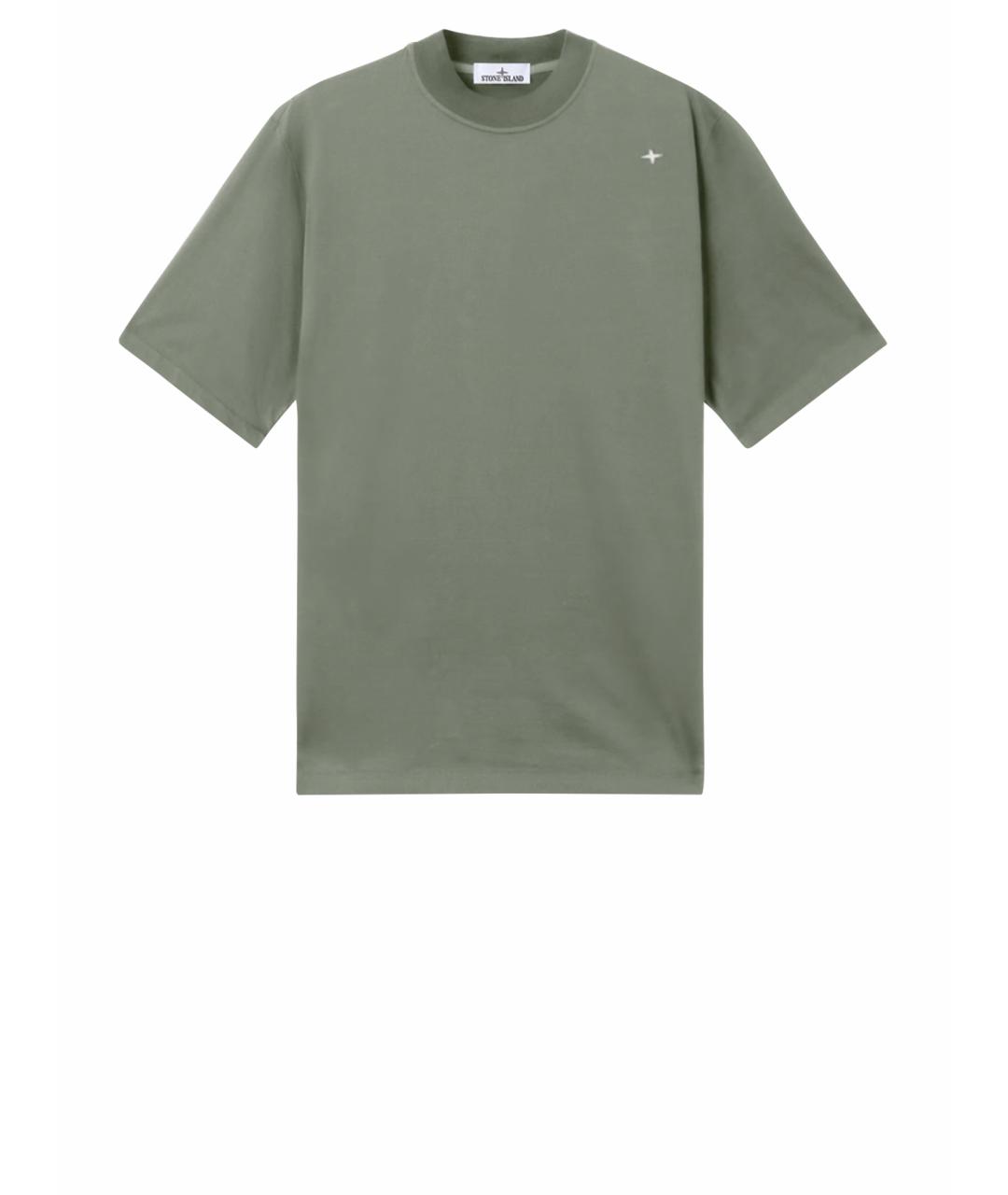 STONE ISLAND Зеленая хлопковая футболка, фото 1