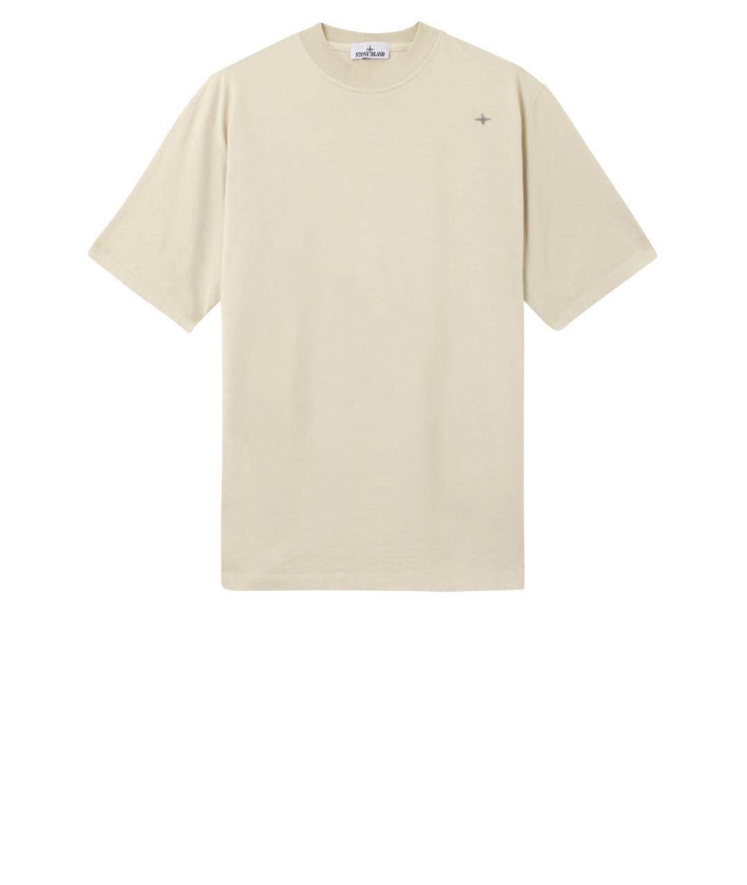 STONE ISLAND Бежевая хлопковая футболка, фото 1