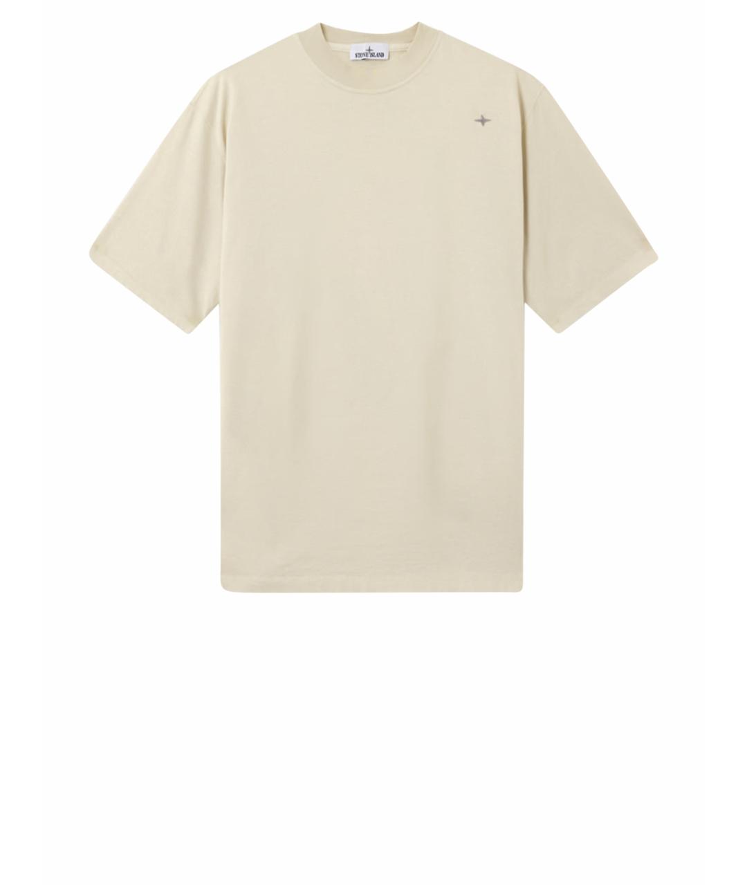 STONE ISLAND Бежевая хлопковая футболка, фото 6