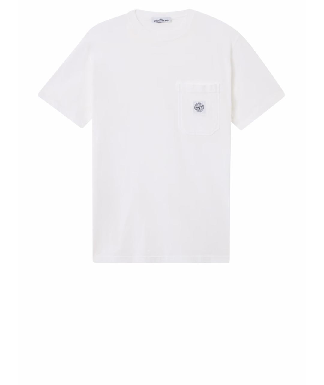 STONE ISLAND Белая хлопковая футболка, фото 5