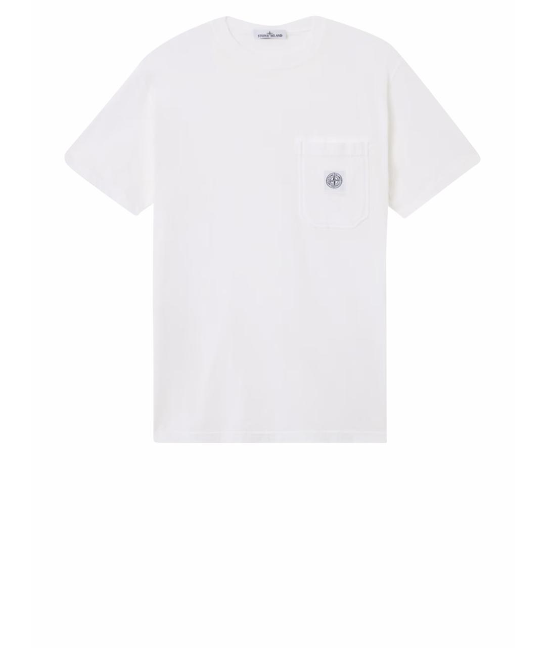 STONE ISLAND Белая хлопковая футболка, фото 1