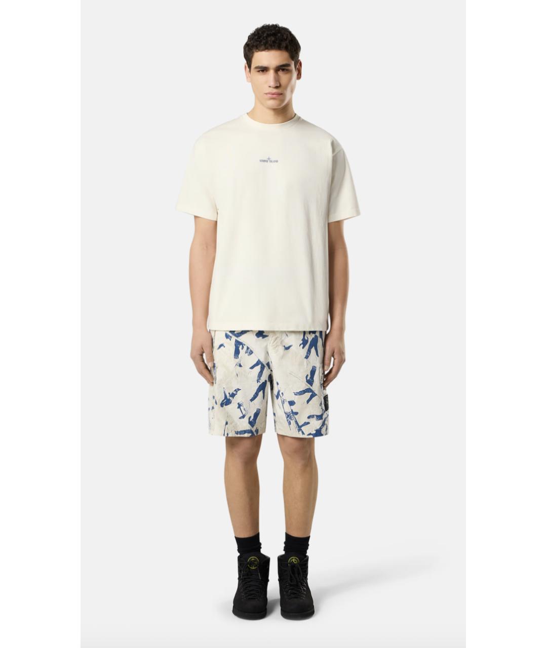 STONE ISLAND Белая хлопковая футболка, фото 2