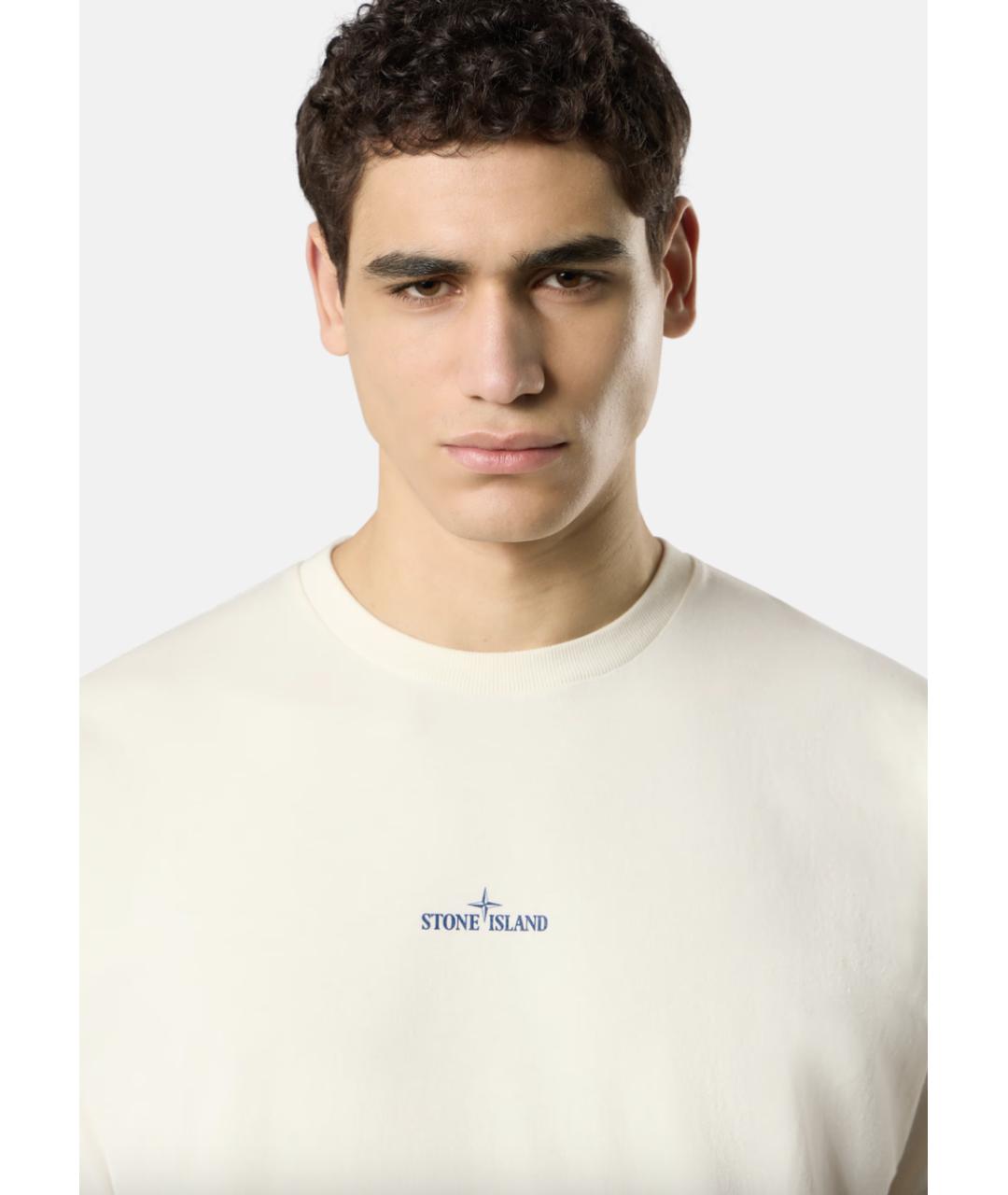 STONE ISLAND Белая хлопковая футболка, фото 3