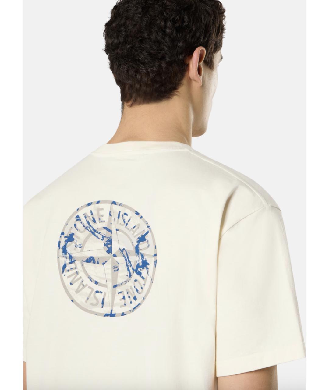 STONE ISLAND Белая хлопковая футболка, фото 4
