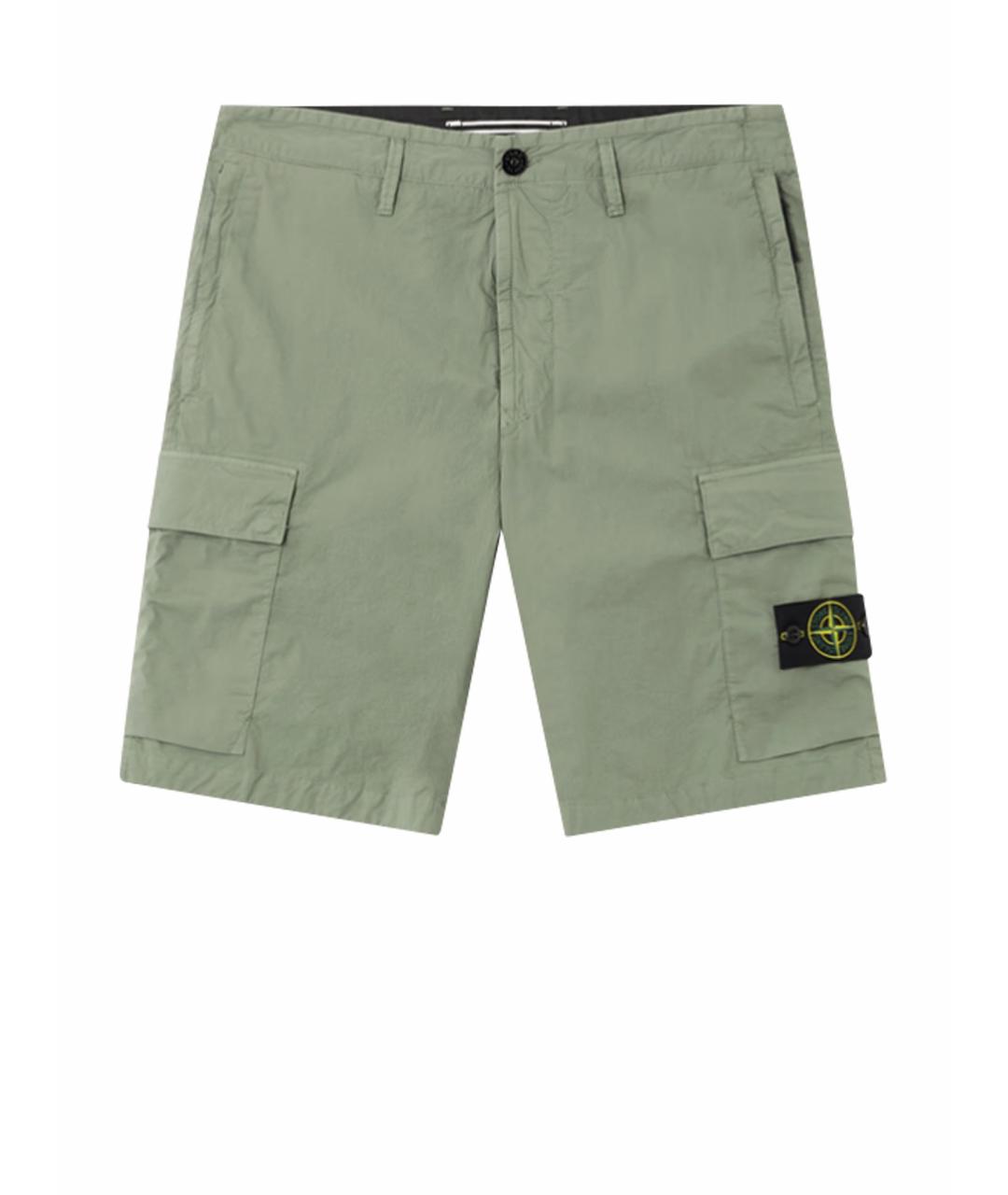 STONE ISLAND Зеленые хлопковые шорты, фото 6
