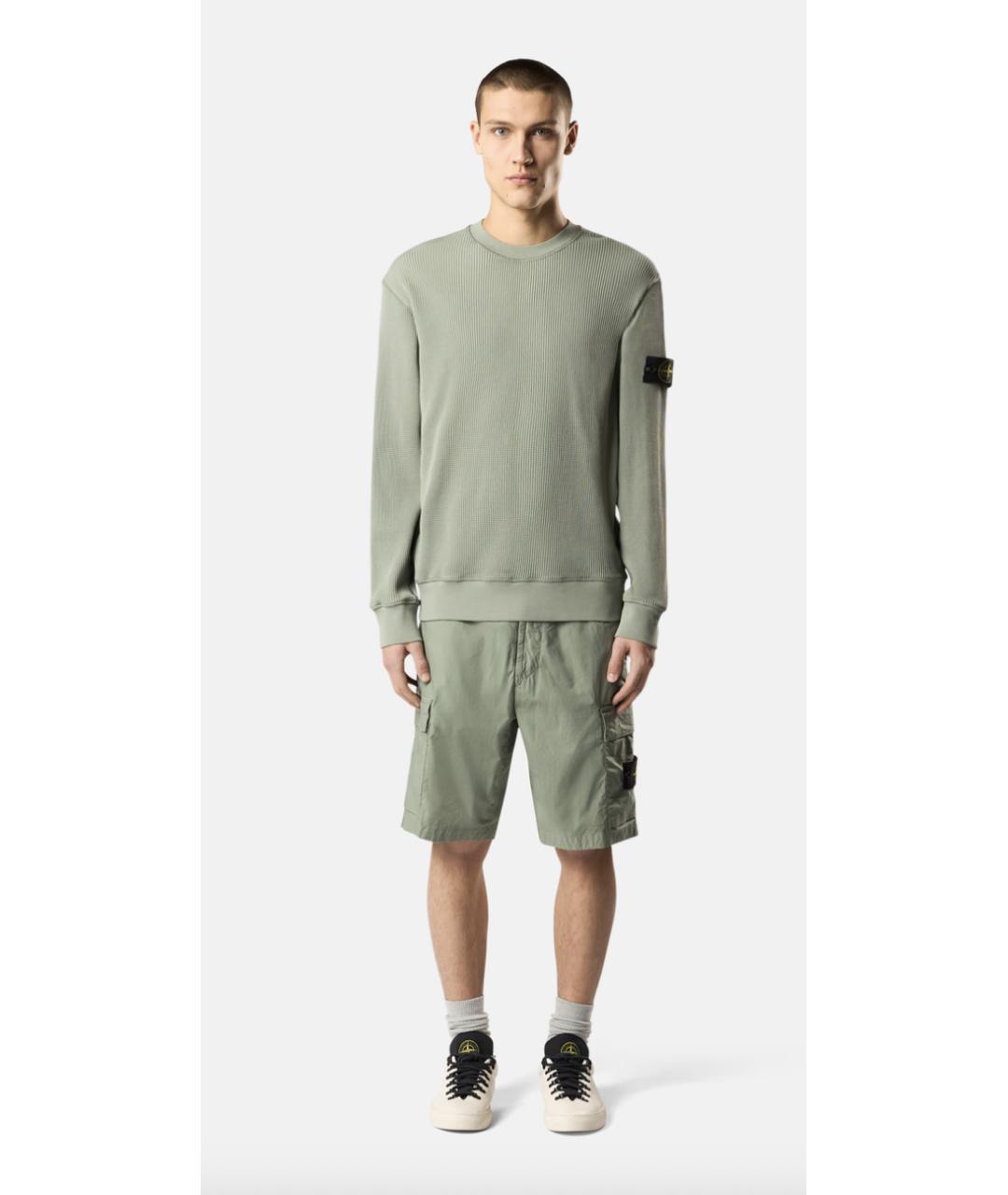 STONE ISLAND Зеленые хлопковые шорты, фото 2