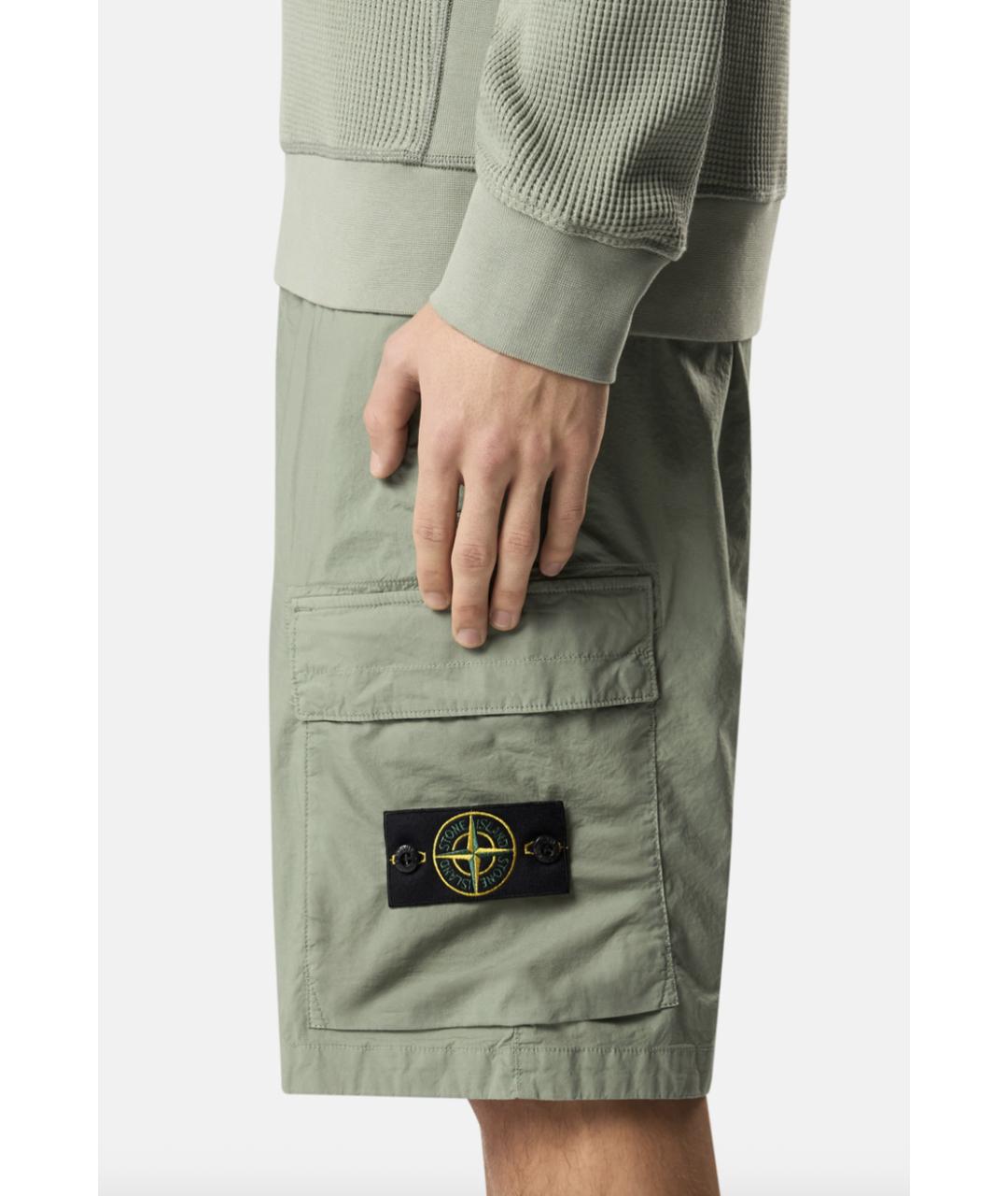 STONE ISLAND Зеленые хлопковые шорты, фото 3