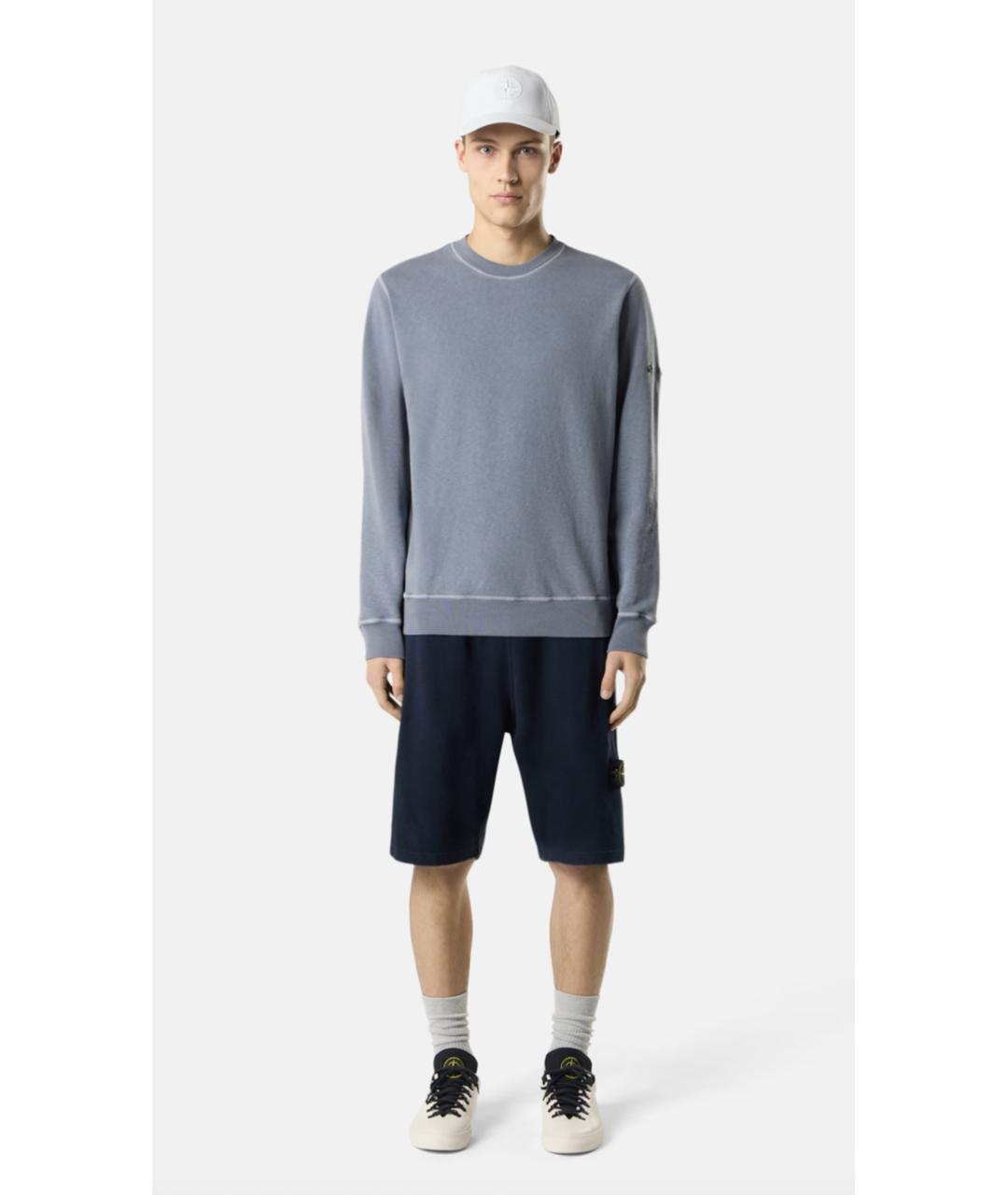 STONE ISLAND Синие хлопковые шорты, фото 2