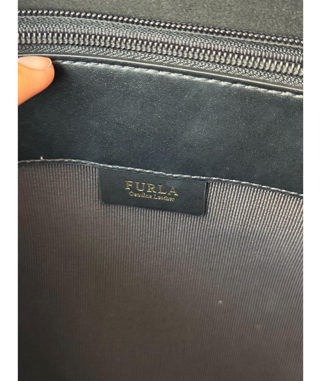 FURLA Черная кожаная сумка тоут, фото 5