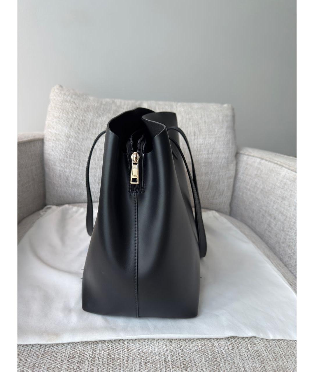 FURLA Черная кожаная сумка тоут, фото 7