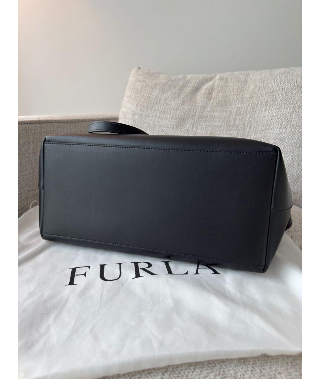 FURLA Черная кожаная сумка тоут, фото 8