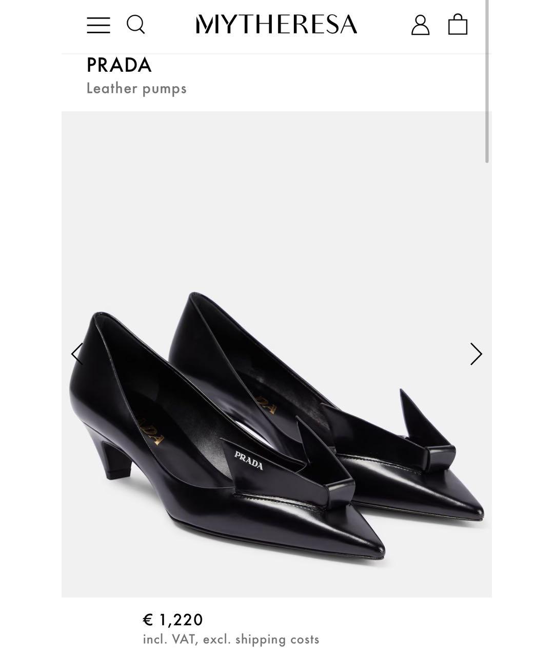 PRADA Черные кожаные лодочки на низком каблуке, фото 4