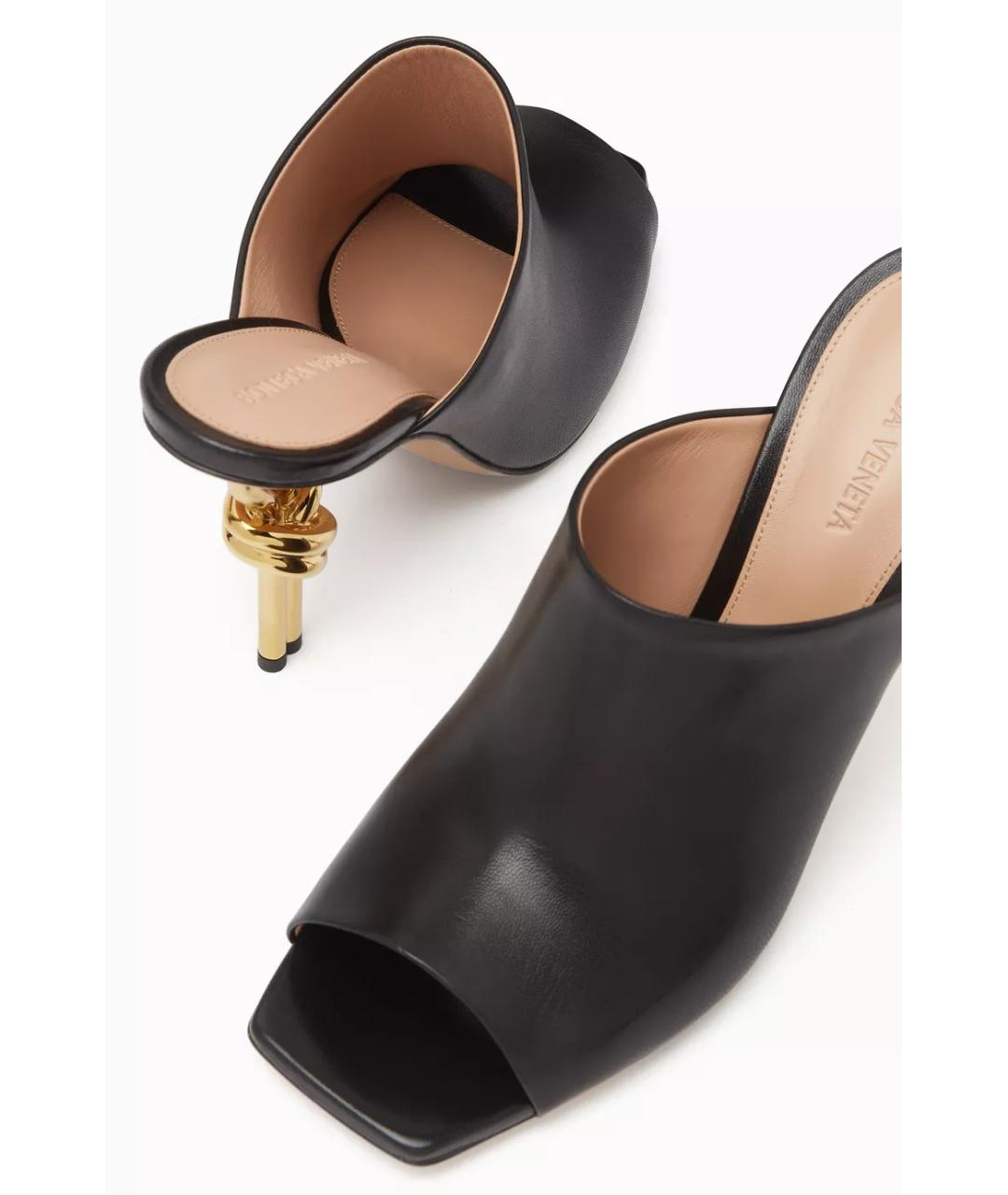 BOTTEGA VENETA Черные кожаные мюли, фото 4