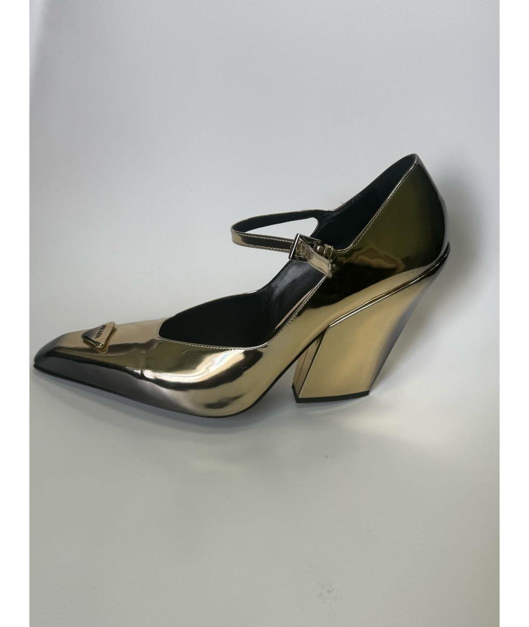 PRADA Золотые кожаные туфли, фото 6