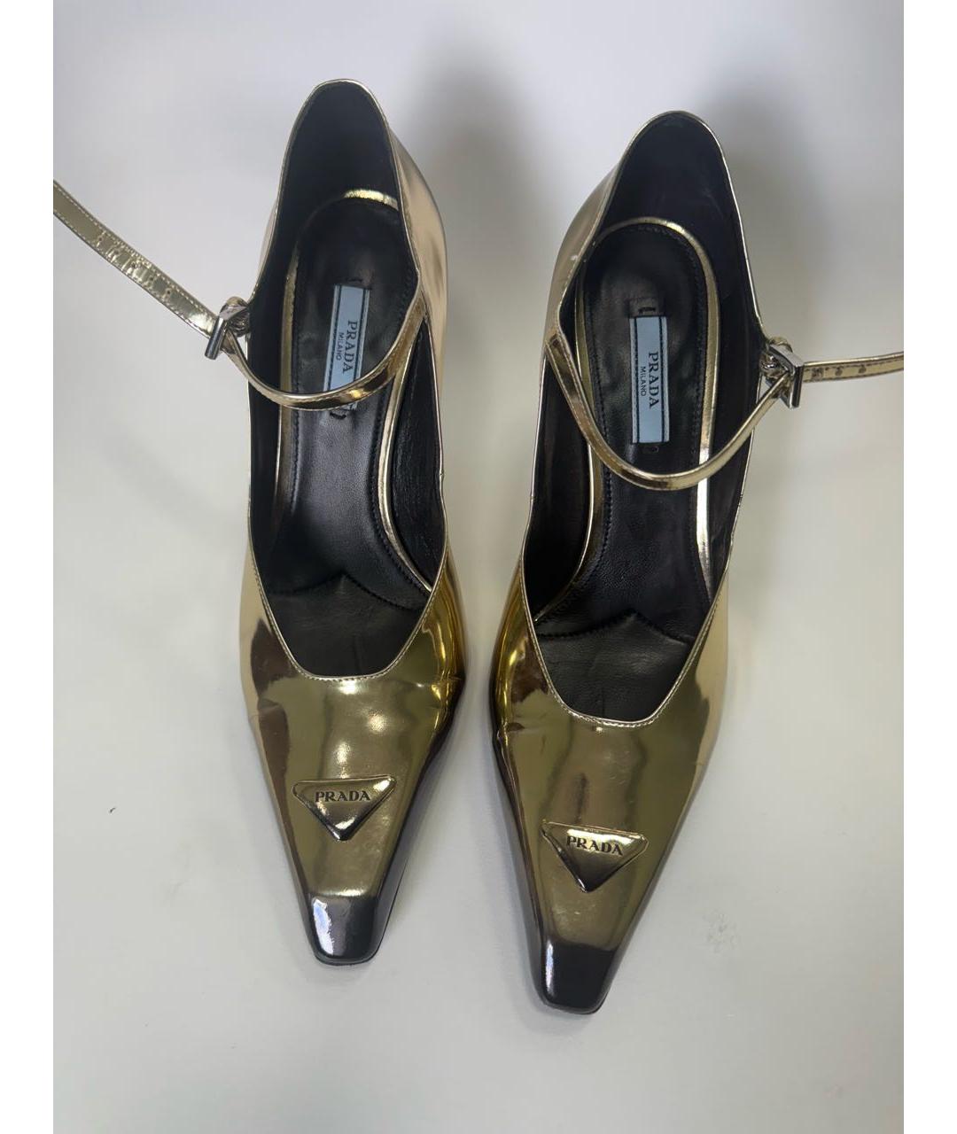 PRADA Золотые кожаные туфли, фото 2