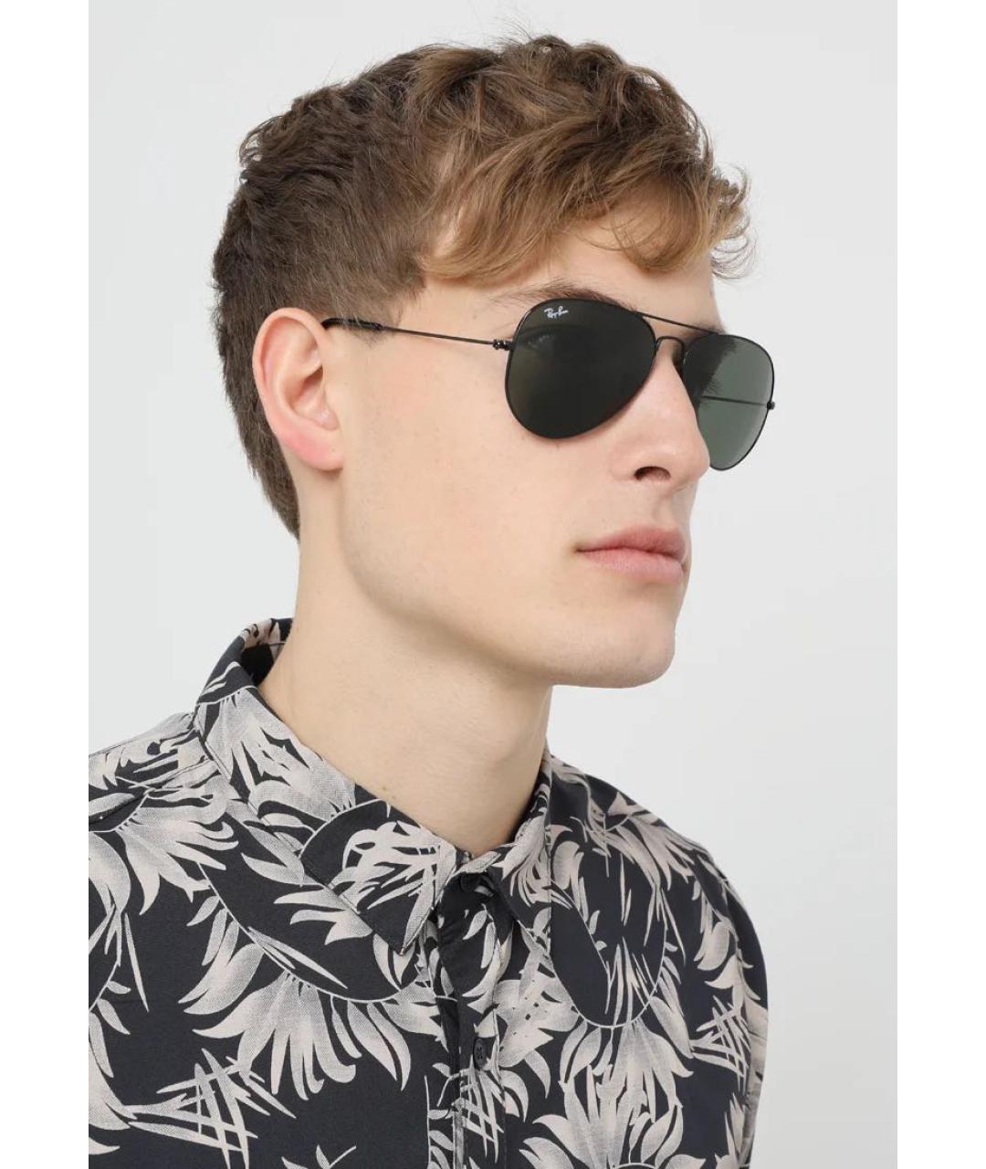 RAY BAN Черные металлические солнцезащитные очки, фото 6