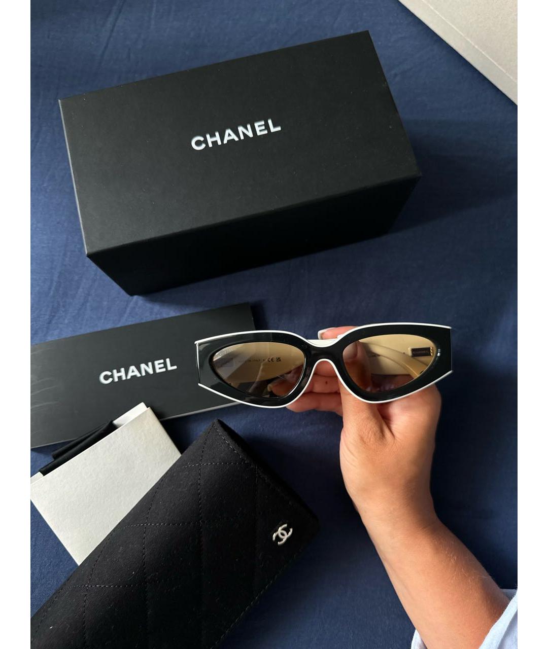 CHANEL Черные пластиковые солнцезащитные очки, фото 3