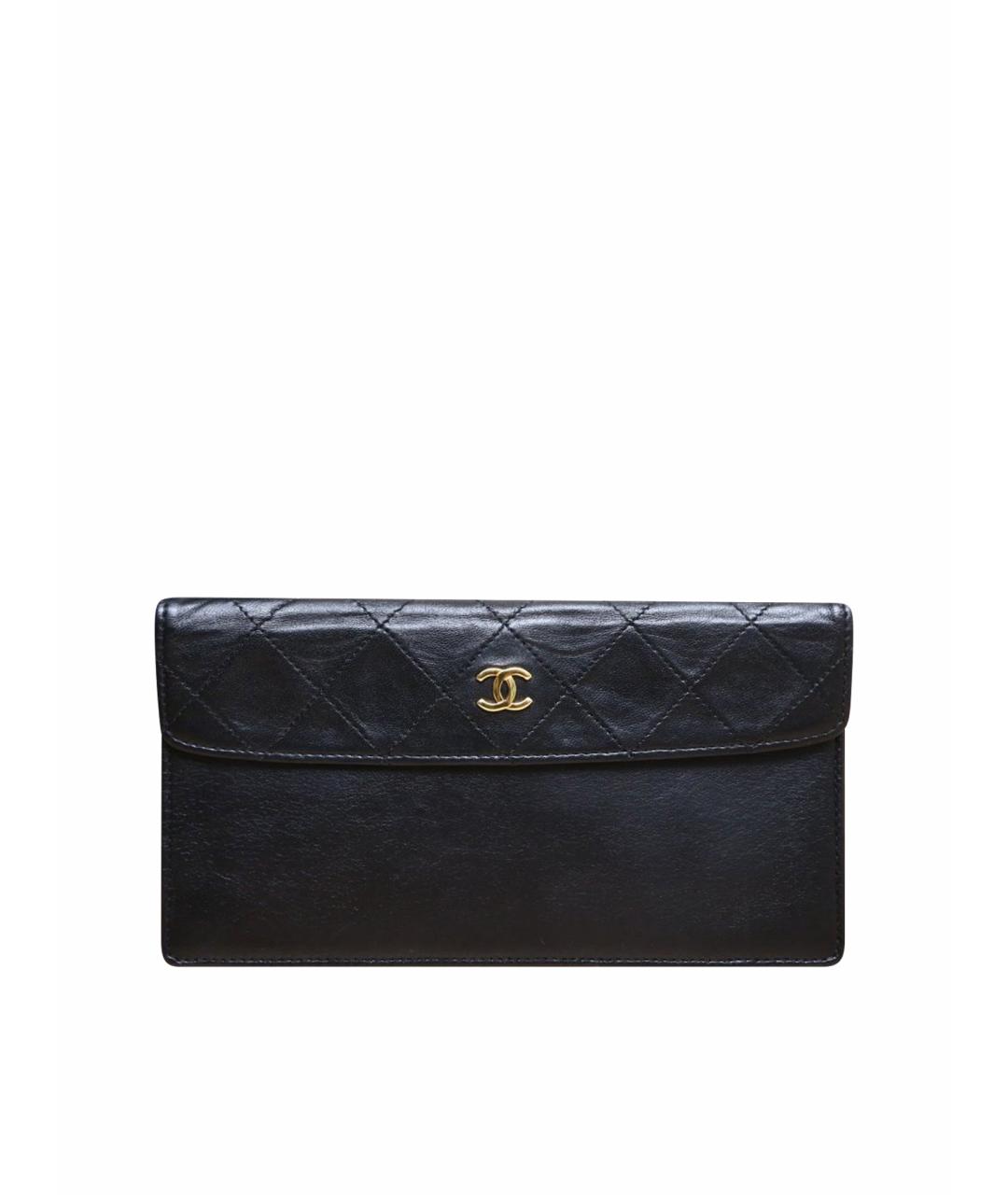 CHANEL Черный кожаный кошелек, фото 1