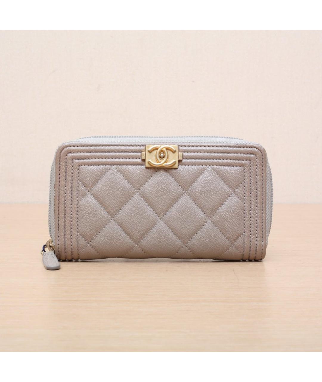 CHANEL Серый кожаный кошелек, фото 2