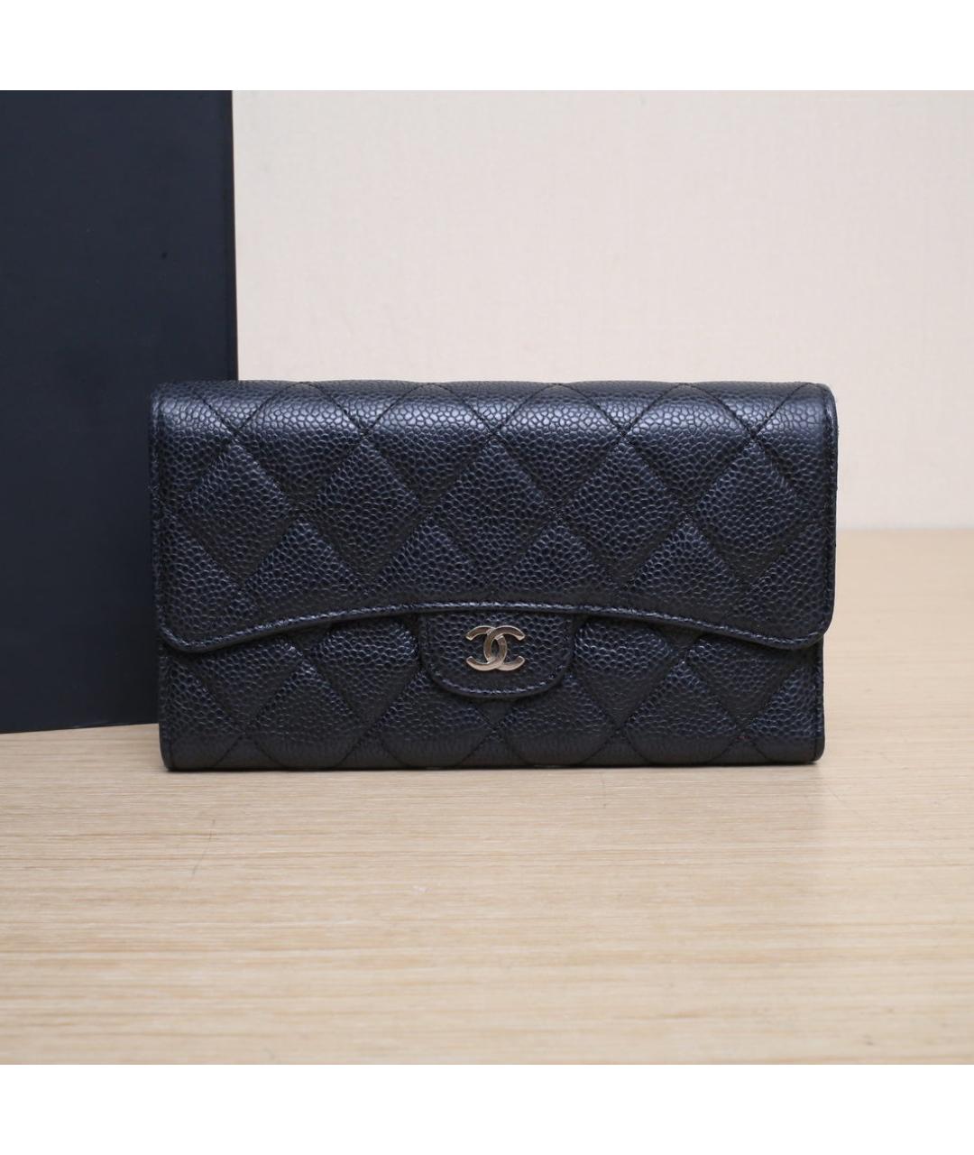 CHANEL Черный кожаный кошелек, фото 10