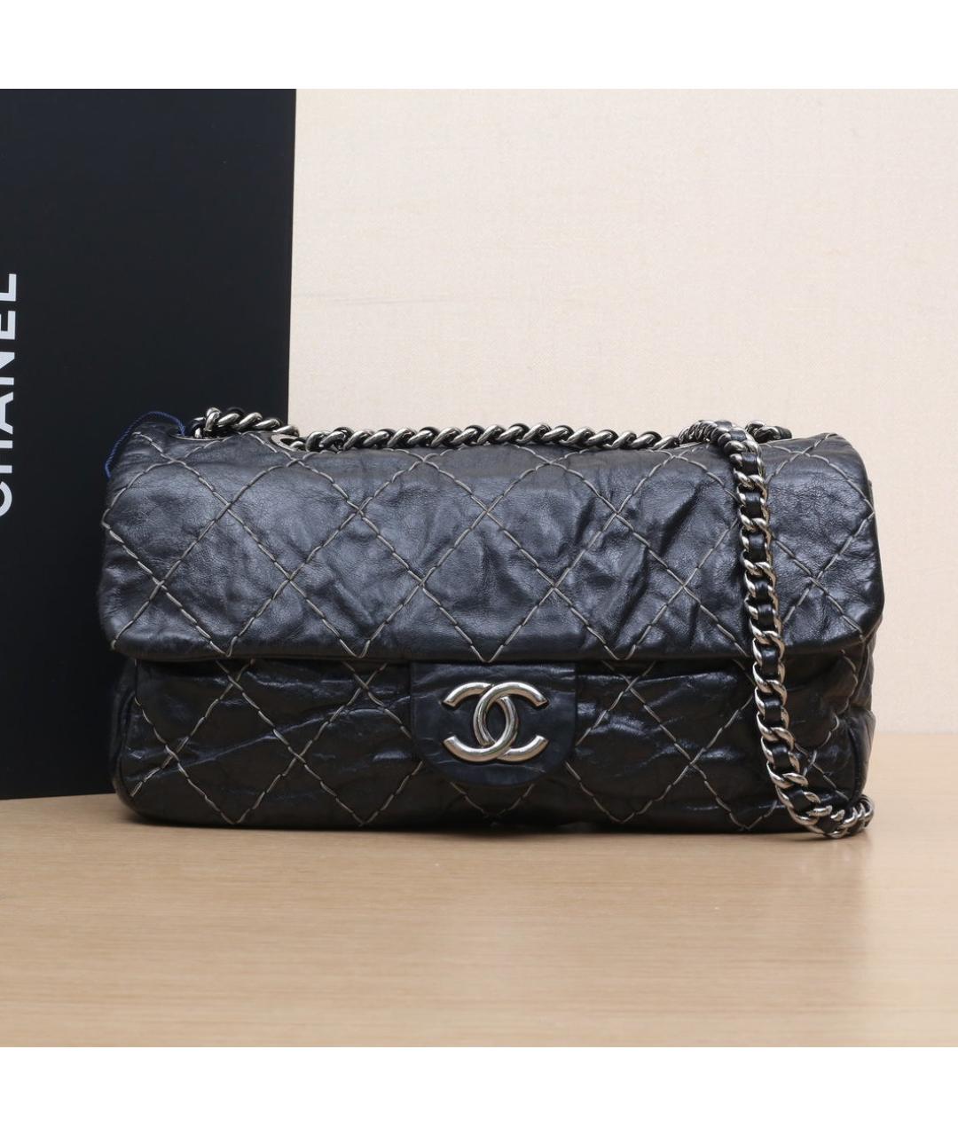 CHANEL Черная кожаная сумка через плечо, фото 10
