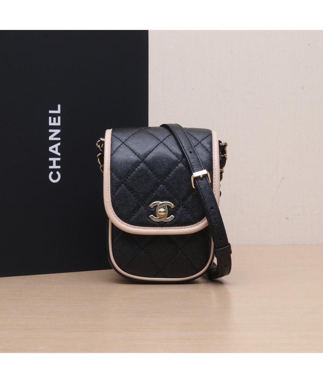 CHANEL Черная кожаная сумка через плечо, фото 10