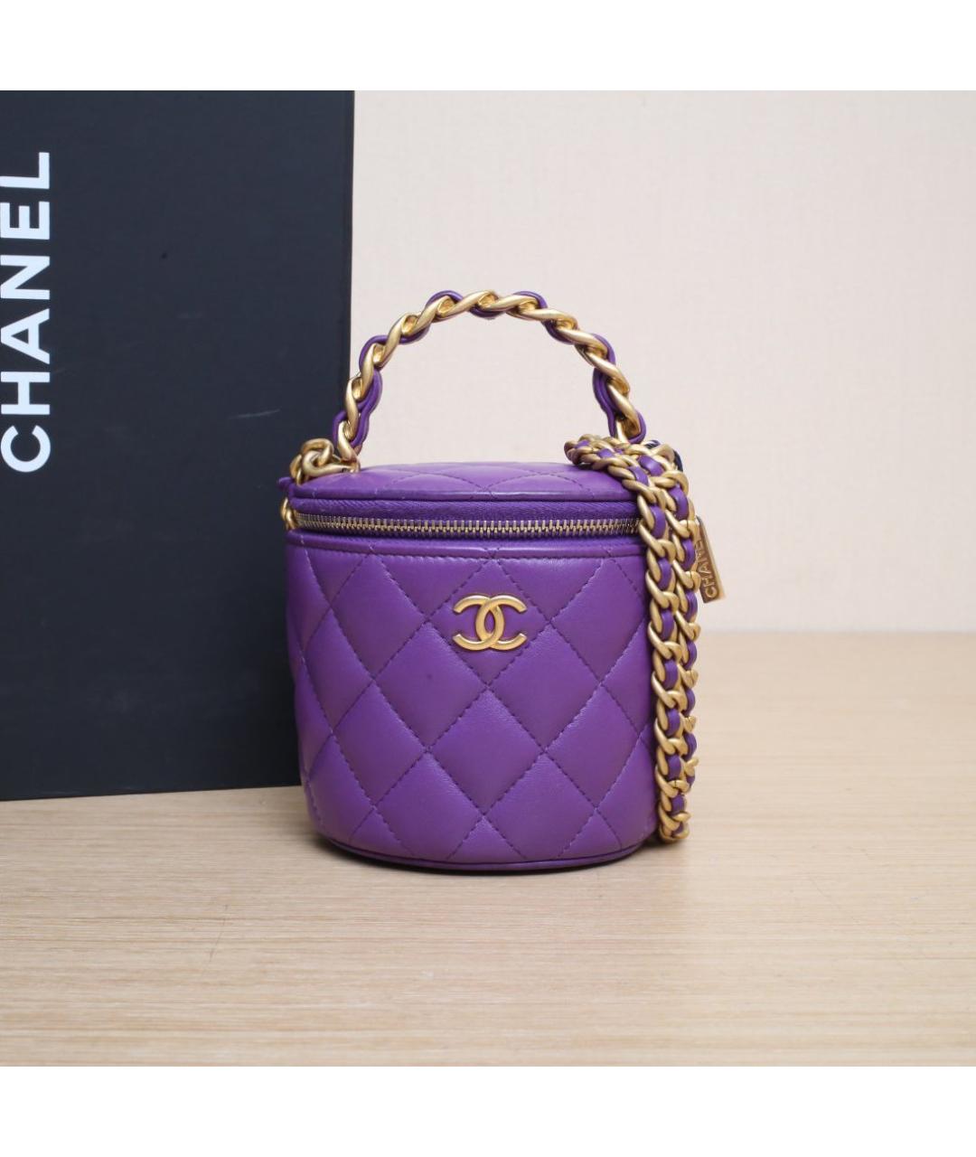 CHANEL Фиолетовая кожаная сумка через плечо, фото 10