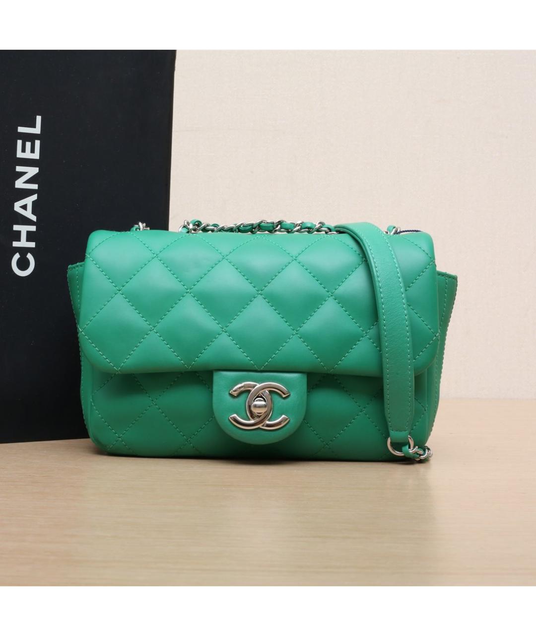 CHANEL Зеленая кожаная сумка через плечо, фото 10
