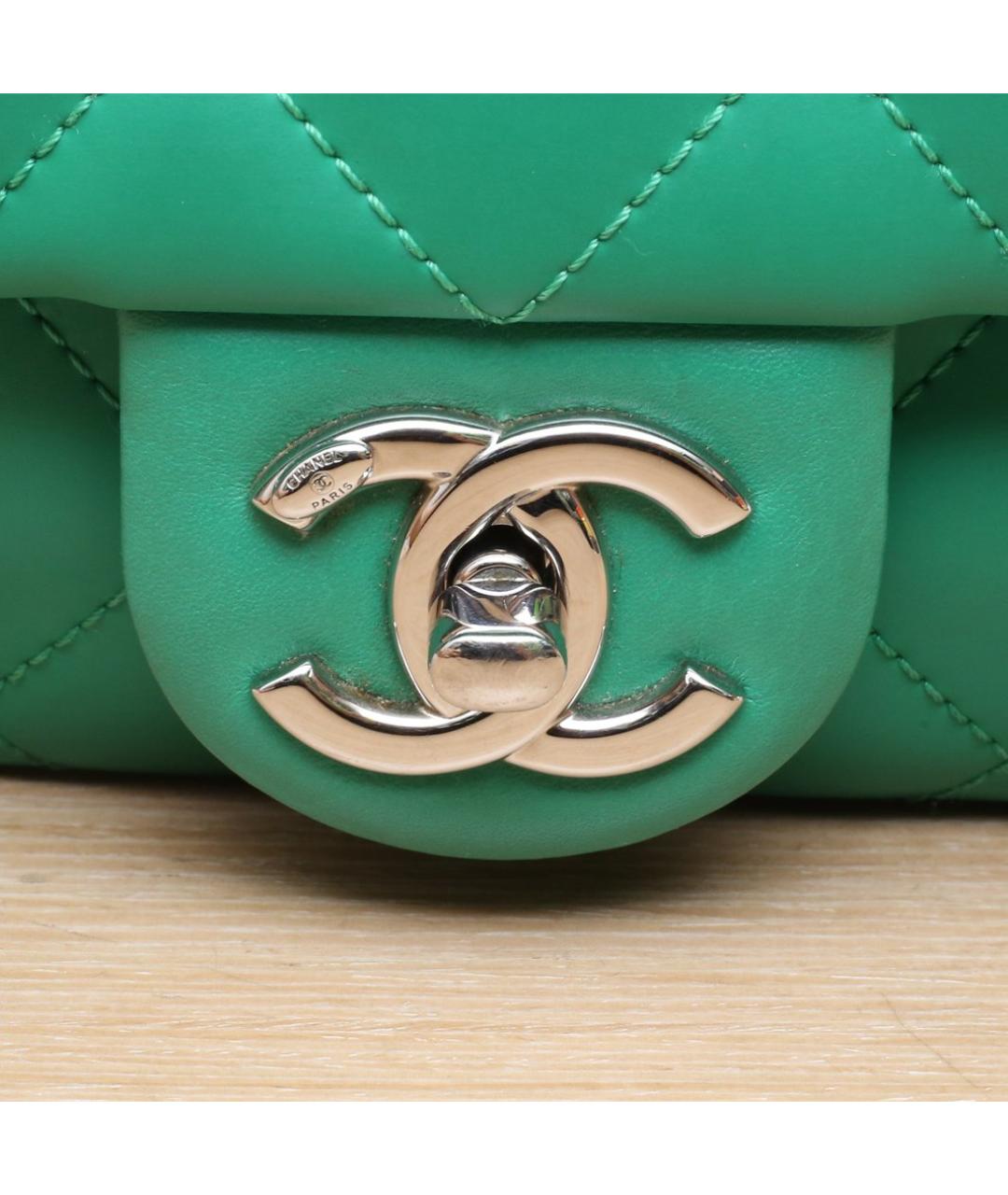 CHANEL Зеленая кожаная сумка через плечо, фото 7