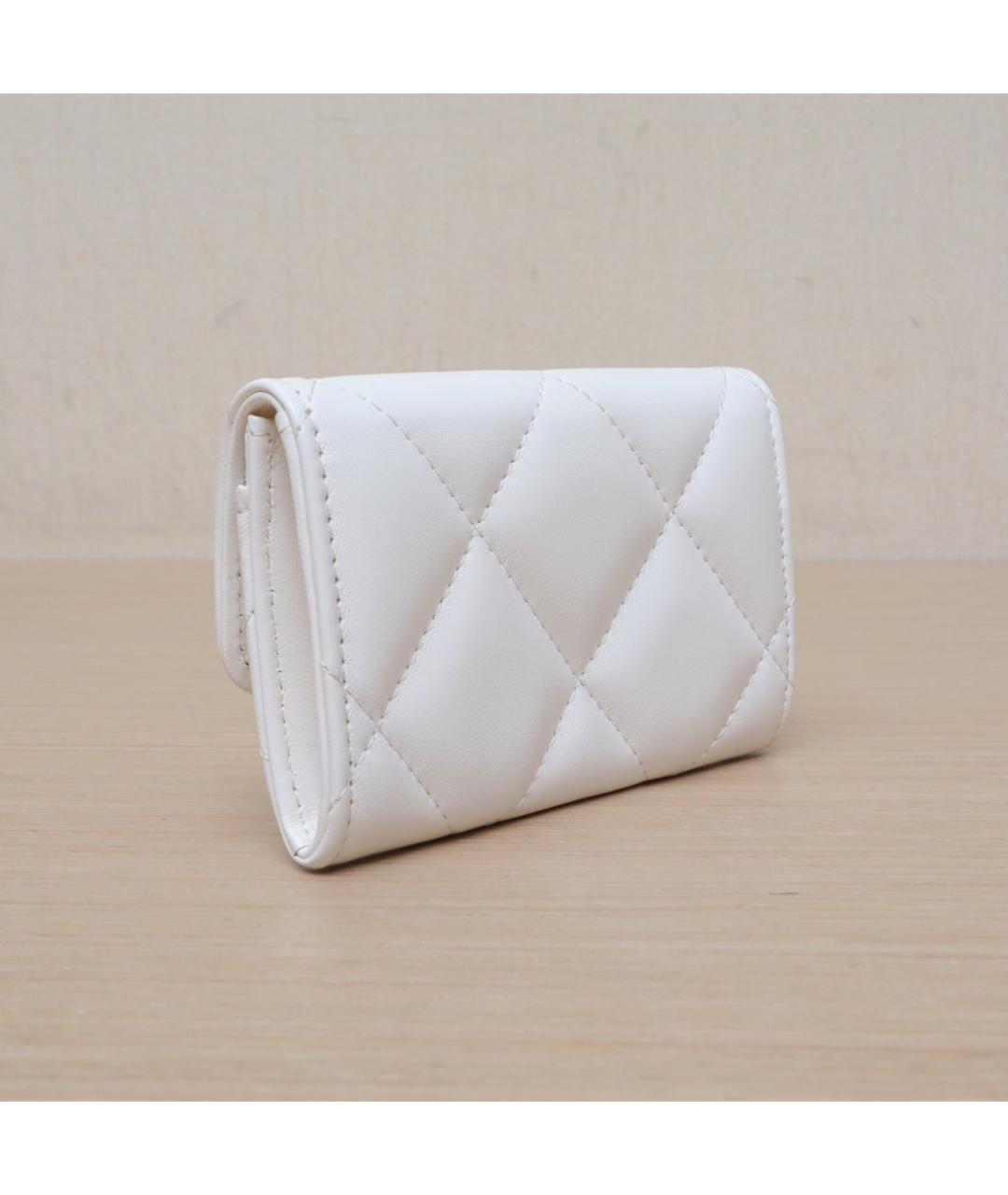 CHANEL Белый кожаный кошелек, фото 5