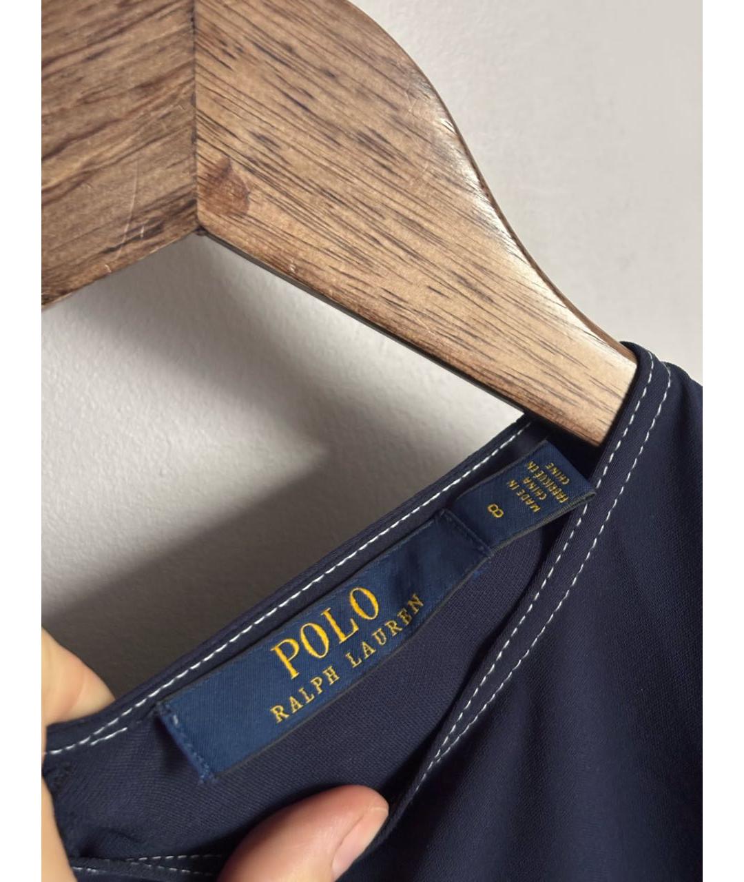 POLO RALPH LAUREN Темно-синее полиэстеровое повседневное платье, фото 3