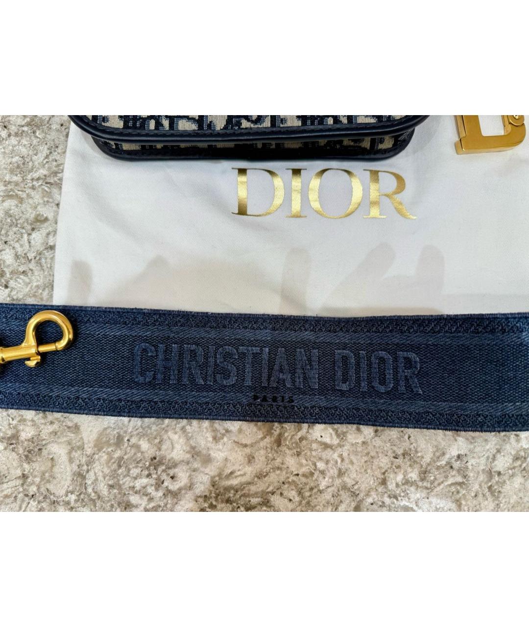 CHRISTIAN DIOR Темно-синяя тканевая сумка через плечо, фото 5