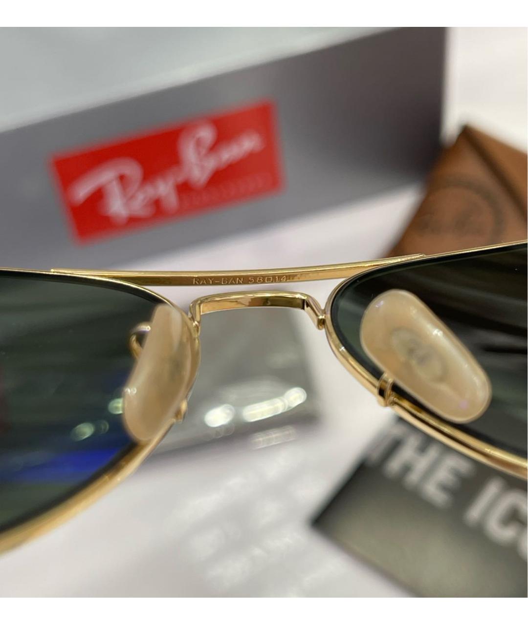 RAY BAN Золотые металлические солнцезащитные очки, фото 4