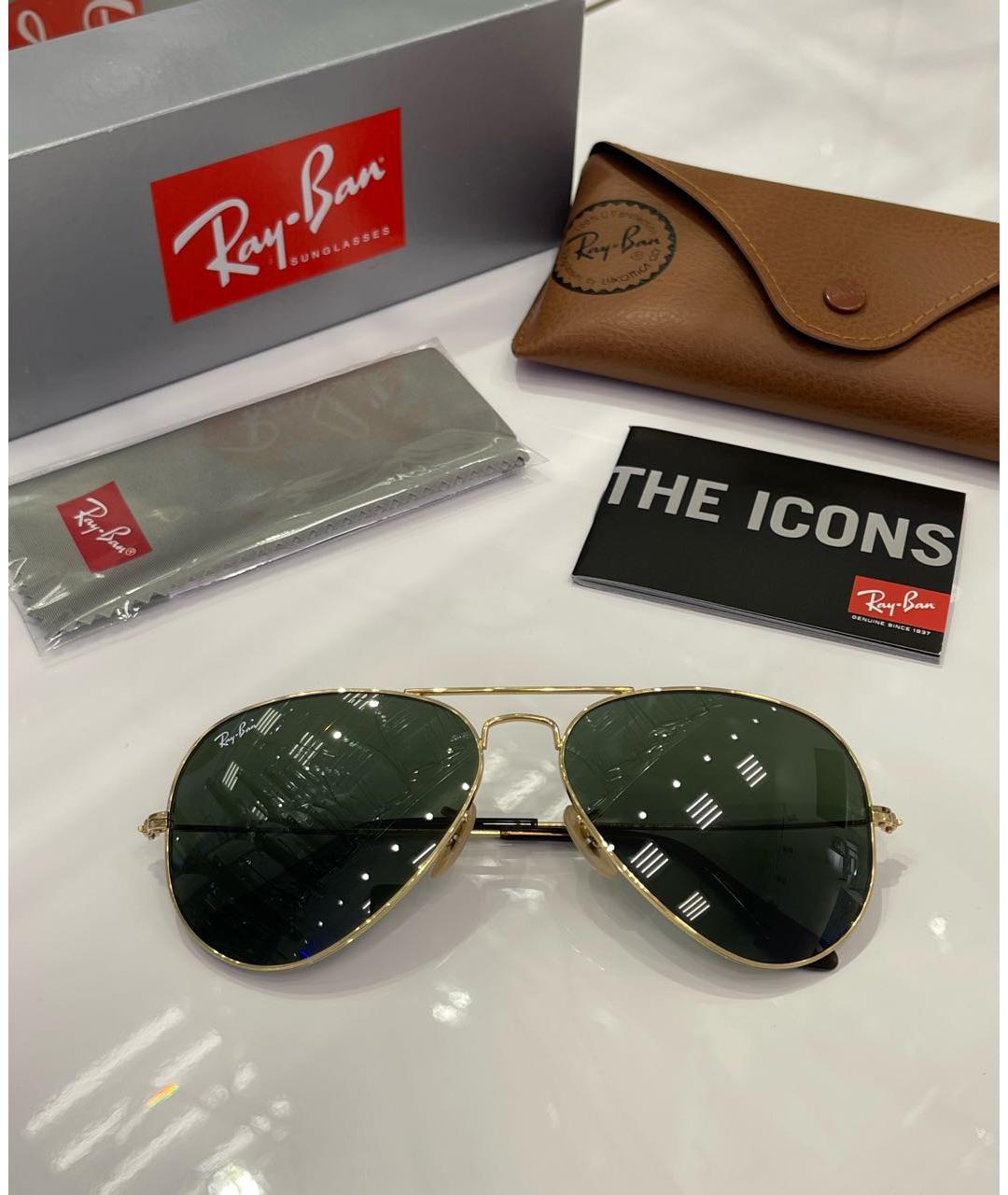 RAY BAN Золотые металлические солнцезащитные очки, фото 2