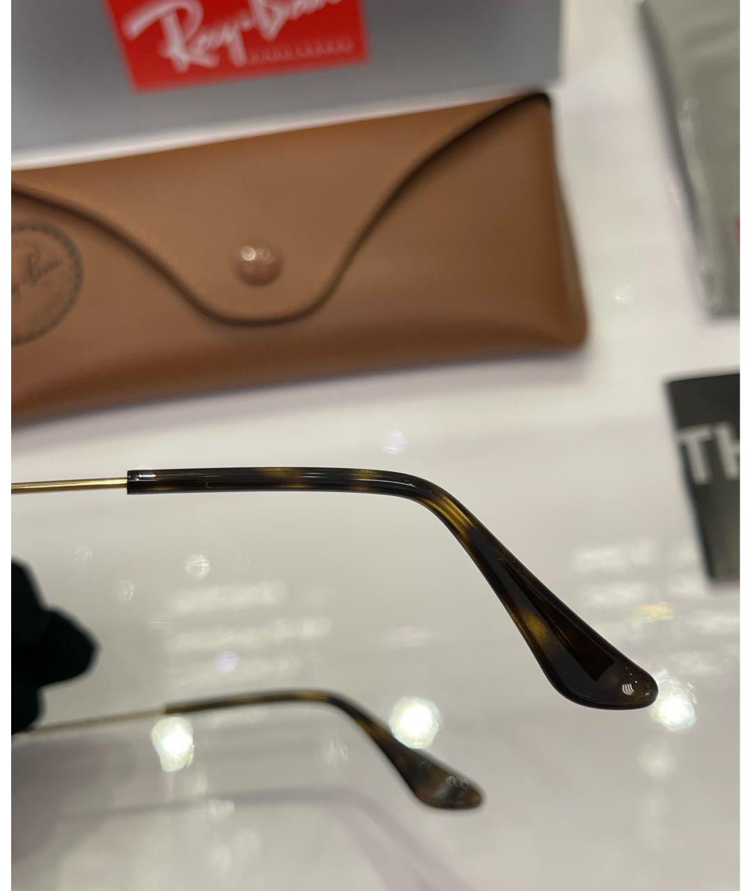 RAY BAN Золотые металлические солнцезащитные очки, фото 7