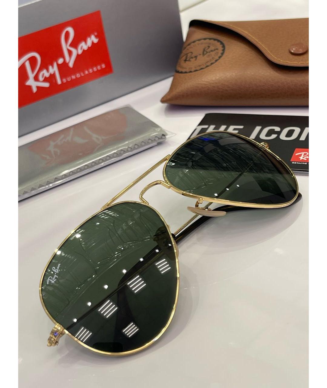 RAY BAN Золотые металлические солнцезащитные очки, фото 3