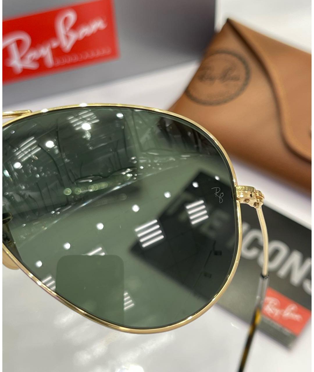 RAY BAN Золотые металлические солнцезащитные очки, фото 5