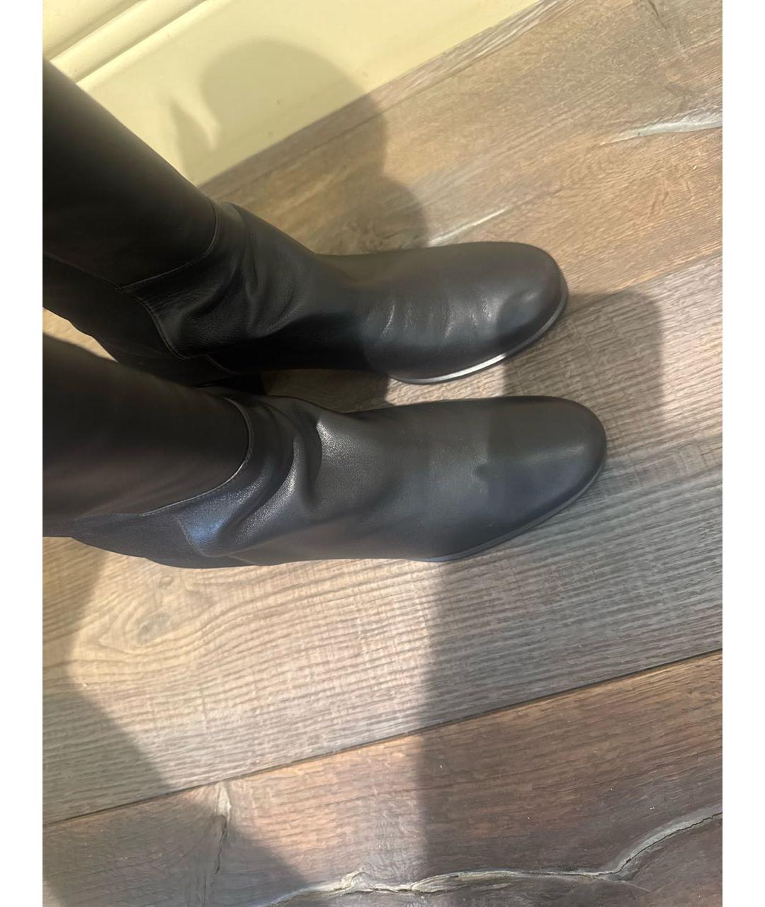 STUART WEITZMAN Черные кожаные ботфорты, фото 2