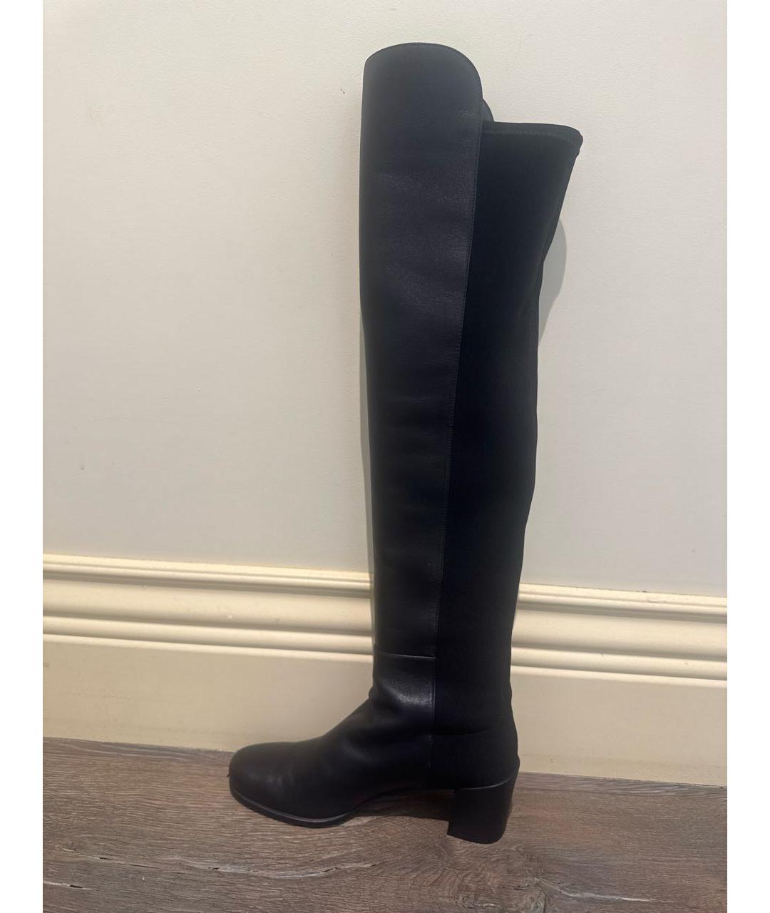 STUART WEITZMAN Черные кожаные ботфорты, фото 4