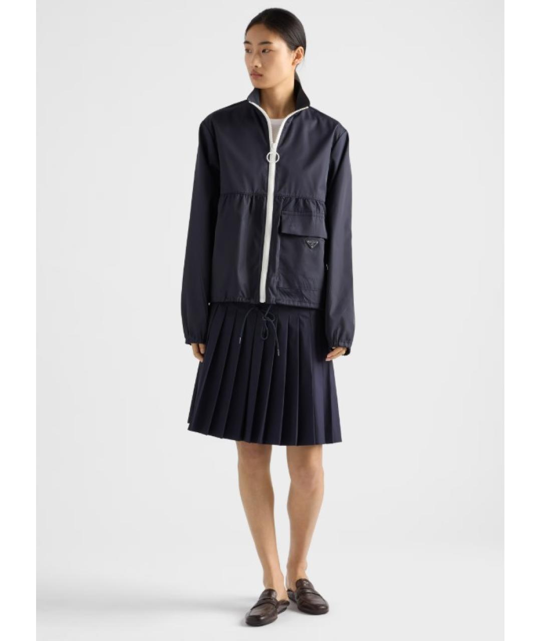PRADA Темно-синяя полиэстеровая куртка, фото 2