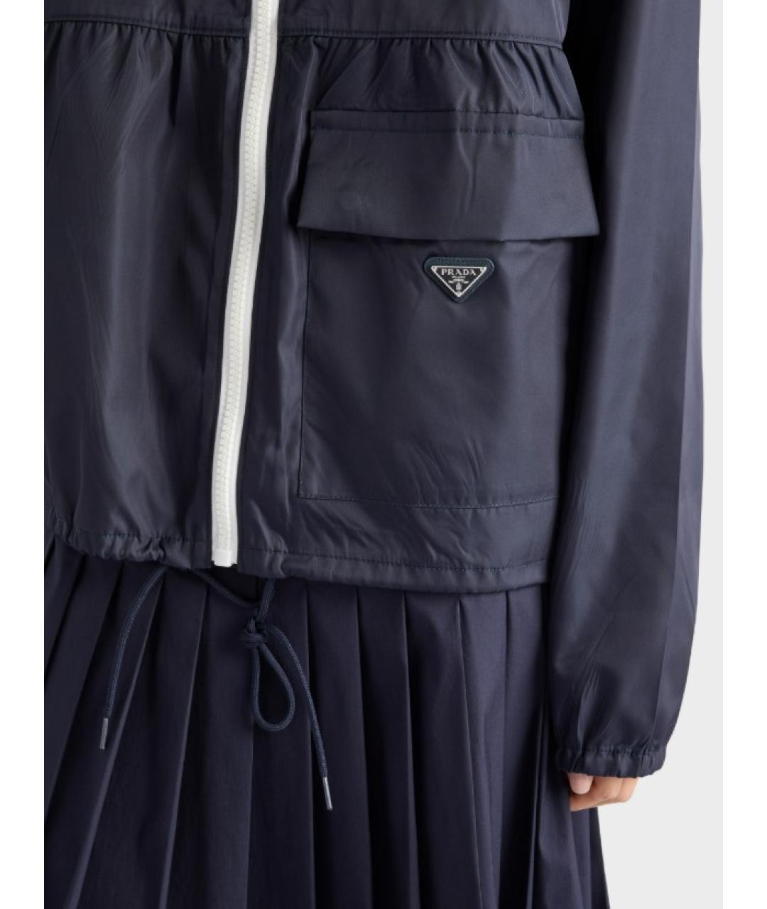 PRADA Темно-синяя полиэстеровая куртка, фото 5