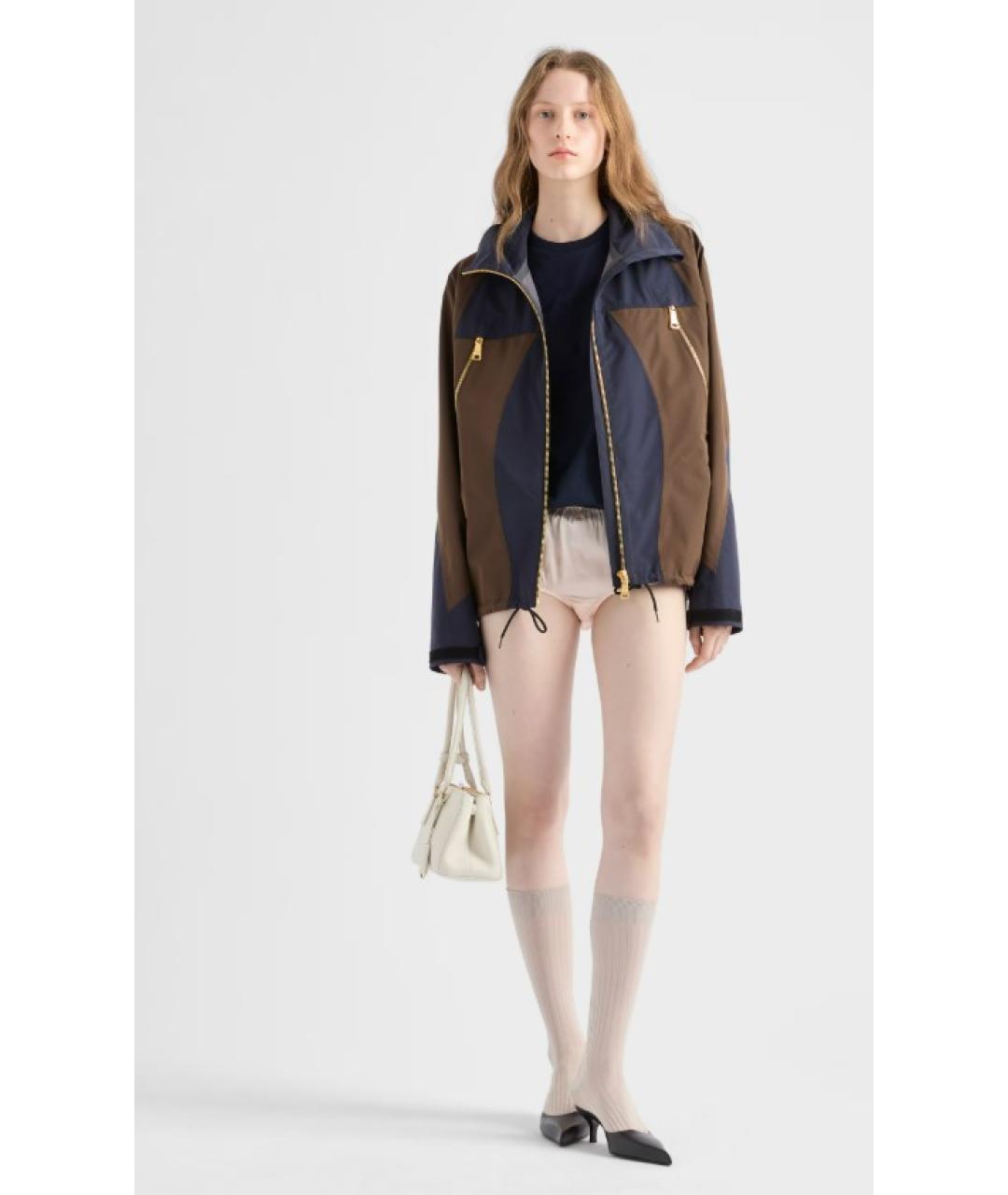 PRADA Темно-синяя полиэстеровая куртка, фото 2
