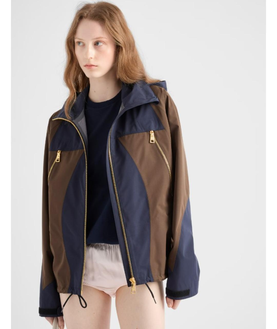 PRADA Темно-синяя полиэстеровая куртка, фото 3