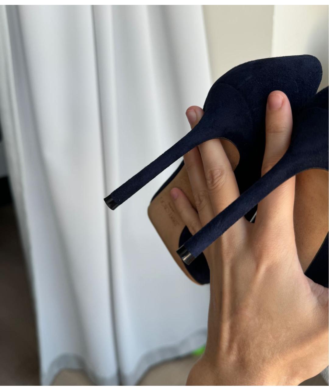 JIMMY CHOO Темно-синие замшевые туфли, фото 5