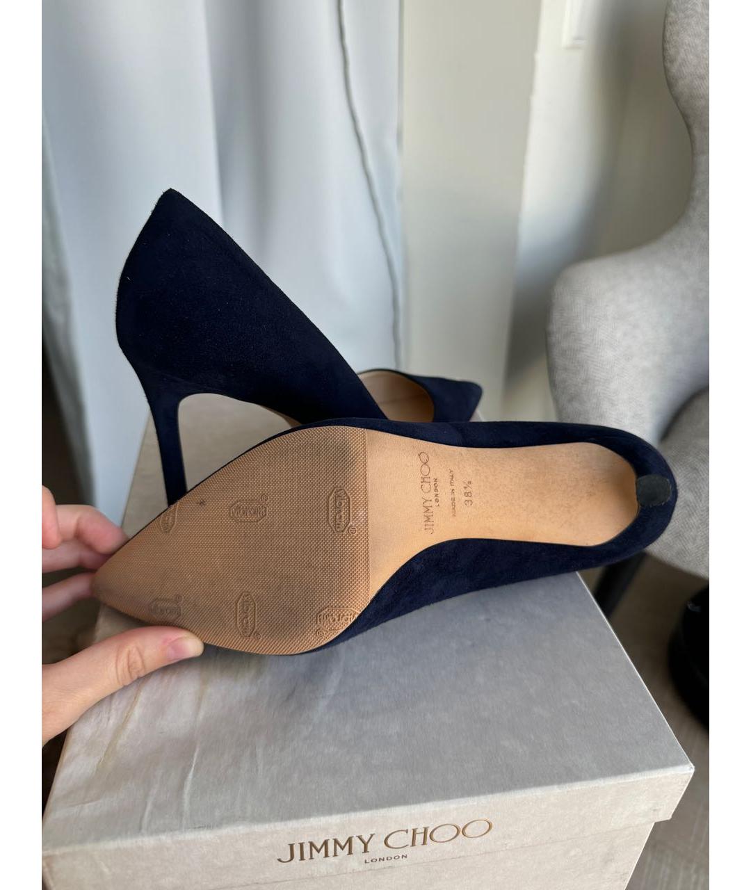 JIMMY CHOO Темно-синие замшевые туфли, фото 6